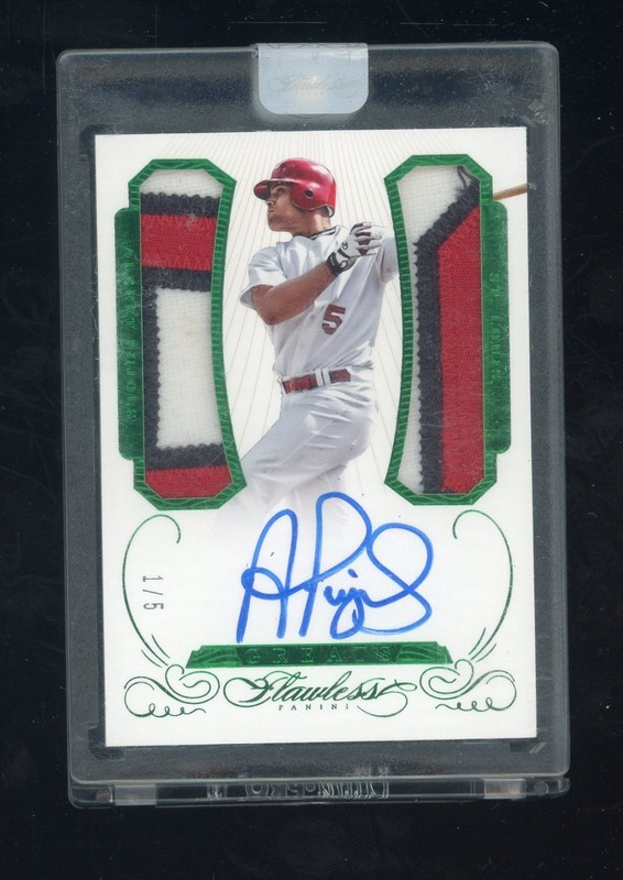 2016 Flawless Greats Emerald Albert Pujols GU Dual Patch ON CARD AUTO 1/5