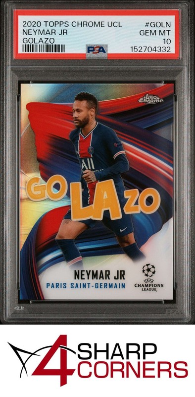 2020 TOPPS CHROME UEFA CHAMPIONS LEAGUE GOLAZO #GOLN NEYMAR JR. PSA 10