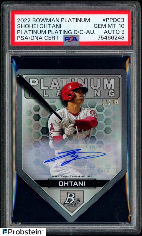2022 Bowman Platinum Plating Die-Cut Shohei Ohtani 10/99 PSA 10 PSA/DNA 9 AUTO