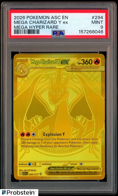 2026 Pokemon ASC EN Mega Hyper Rare #294 Mega Charizard Y ex PSA 9 MINT