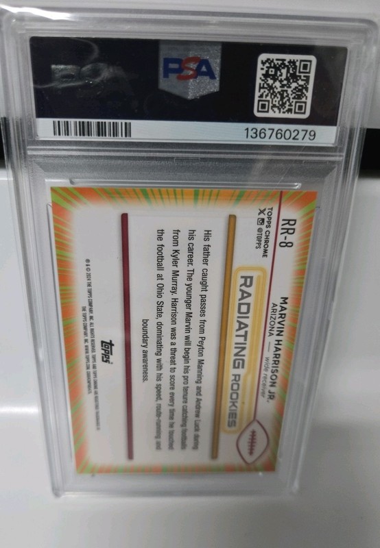 Marvin Harrison Jr. Topps Chrome Radiating Rookies PSA 10 view 2