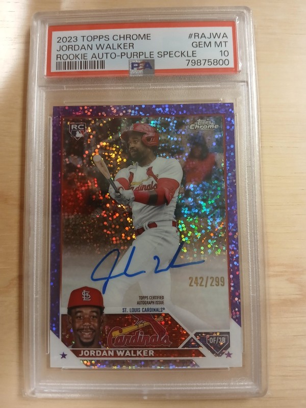 2023 Topps Chrome - Rookie Auto Jordan Walker #RA-JWA Purple Speckle /299 PSA 10