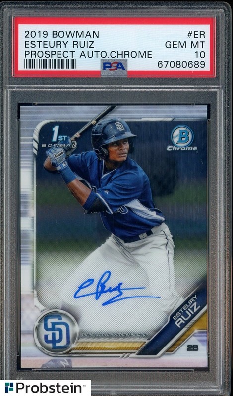 2019 Bowman Chrome Prospect Esteury Ruiz Padres RC Rookie AUTO PSA 10 GEM MINT