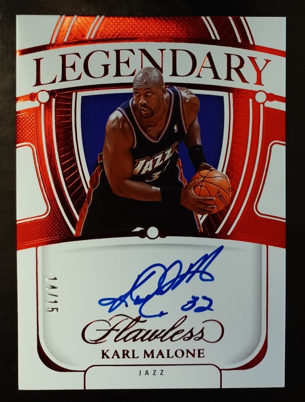 KARL MALONE-2023/24 Flawless Ruby (#14/15) PERFECT AUTO/AUTOGRAPH  "NO-STICKER"