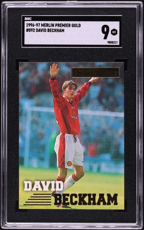 Looks Perfect! David Beckham 1996-97 Merlin Premier Gold #92 Rookie SGC 9 b2