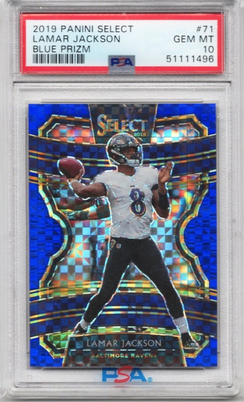 Lamar Jackson 2019 Panini Select Concourse Blue Prizm /175 #71 PSA 10