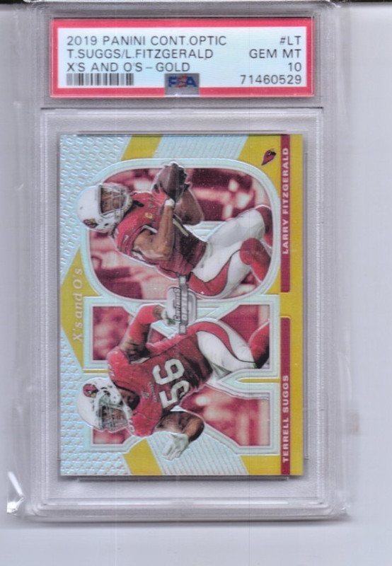 2019 Larry Fitzgerald Panini Cont Optic X'S & O'S Gold Prizm #LT PSA 10 6/10