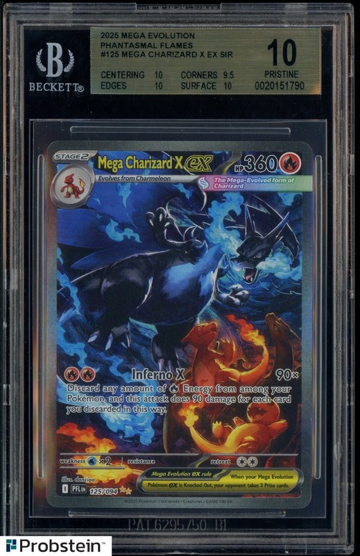 2025 POKEMON PFL EN-PHANTASMAL FLAMES #125 MEGA CHARIZARD X EX BGS 10 PRISTINE