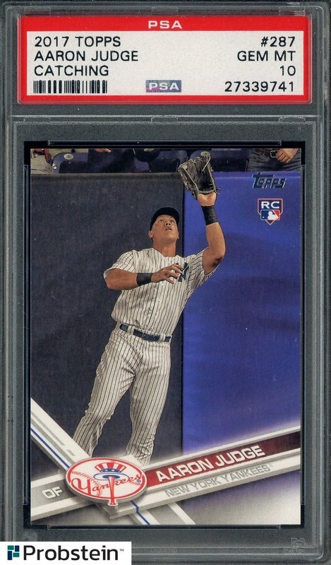 2017 Topps #287 Aaron Judge Catching Yankees RC Rookie PSA 10 GEM MINT