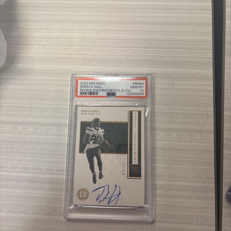2022 Encased ~ BREECE HALL ~ RC Endorsements Auto #'d /99 ~ PSA 10 GEM POP 6! 🔥
