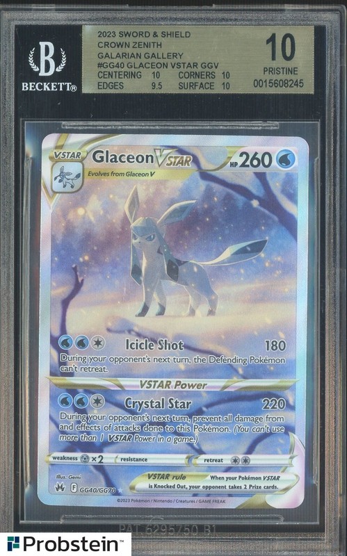 2023 Pokemon Crown Zenith #GG40 Glaceon VSTAR BGS 10 PRISTINE