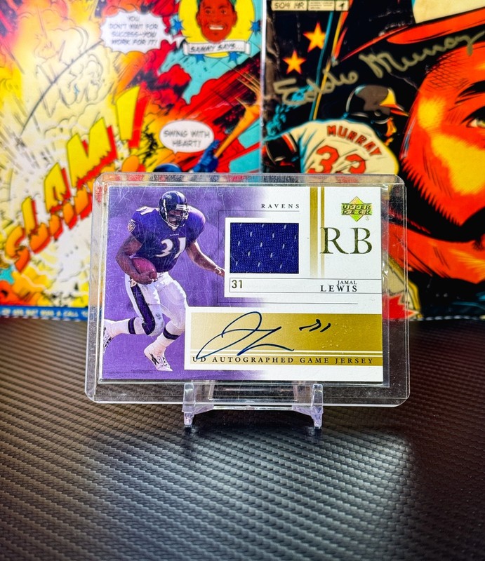 Jamal Lewis 2001 Upper Deck Auto Game Used Jersey Patch #JL-AJ Relic Ravens