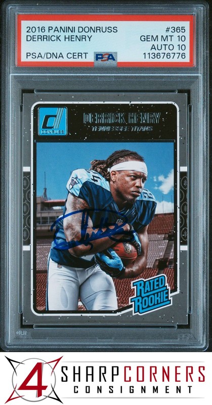 2016 PANINI DONRUSS #365 DERRICK HENRY RC RATED ROOKIE PSA 10 DNA AUTO 10