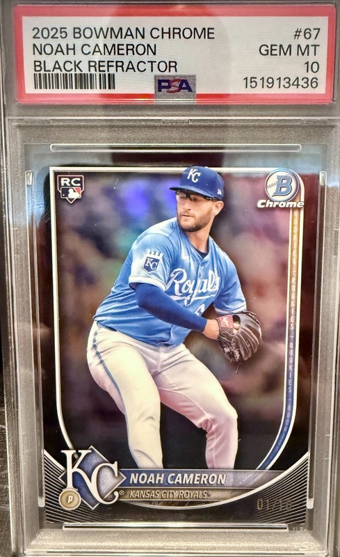 Noah Cameron 2025 Bowman Chrome Black Refractor /10 PSA 10!!! Pop 1 1st on Print