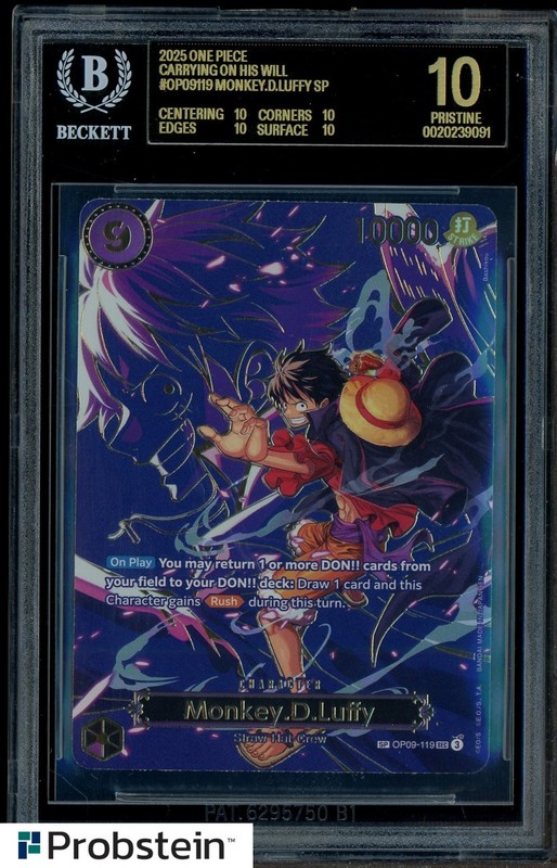 2025 One Piece Carrying on His Will OP09119 Monkey D Luffy SP BGS 10 BLACK LABEL