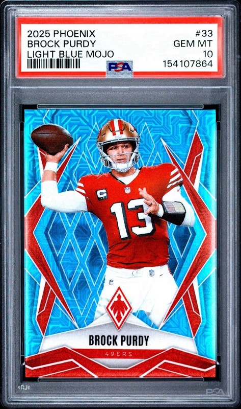 PSA 10 2025 Panini Phoenix Brock Purdy Light Blue Mojo /85 Prizm SP 49ers 