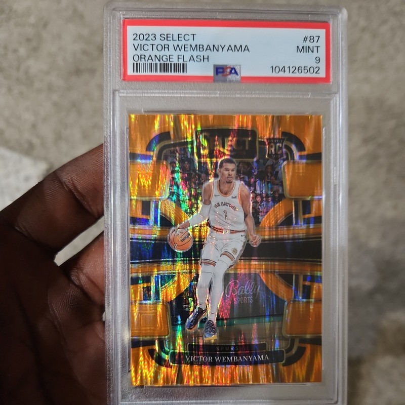 Panini Select 2023-24 Victor Wembanyama #87 Orange Flash Prizm Rookie PSA 9