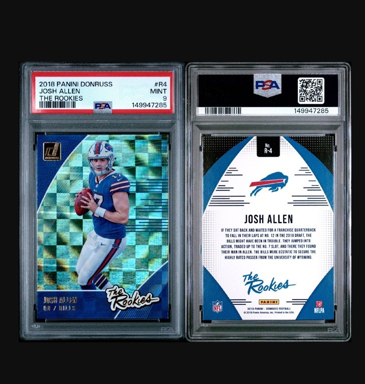 2018 Panini Donruss The Rookies Josh Allen R4 RC Rookie PSA 9 Bills MVP QB view 2