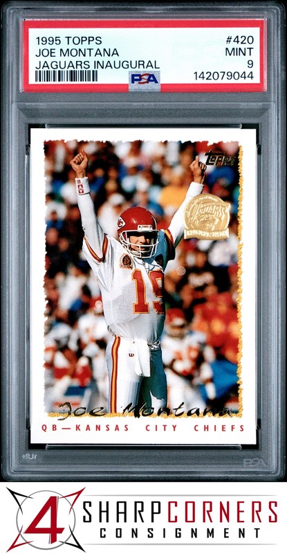 1995 TOPPS JAGUARS INAUGURAL #420 JOE MONTANA CHIEFS HOF PSA 9