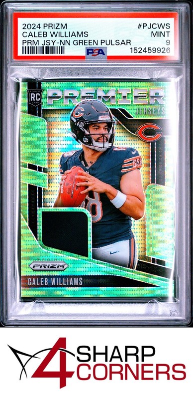 2024 PRIZM PREMIER JERSEYS NEON GREEN PULSAR #PJCWS CALEB WILLIAMS RC PSA 9