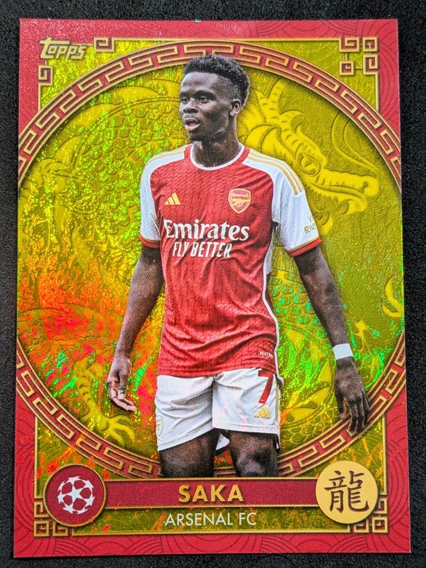 2023-24 Topps UEFA Jade Chinese New Year Bukayo Saka /50 #NY-6 Gold Refractor SP