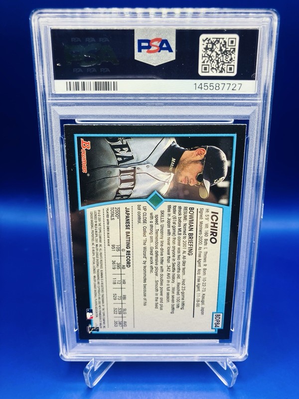 2001 Bowman Draft Picks & Prospects - Ichiro Suzuki #BDP84 Rookie RC PSA view 2