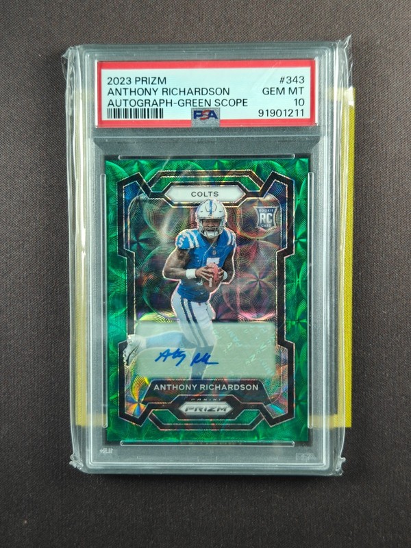 2023 Panini Prizm RC Green Scope Prizm/75 Auto Anthony Richardson PSA 10 FCFZ