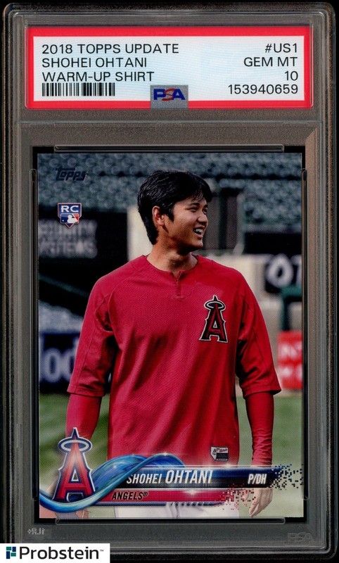 2018 Topps Update #US1 Shohei Ohtani Warm-Up Shirt RC Rookie SP PSA 10 GEM MINT