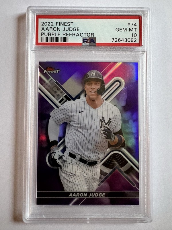AARON JUDGE Yankees 2022 Topps Finest PURPLE Refractor #'d 103/250, PSA 10!!