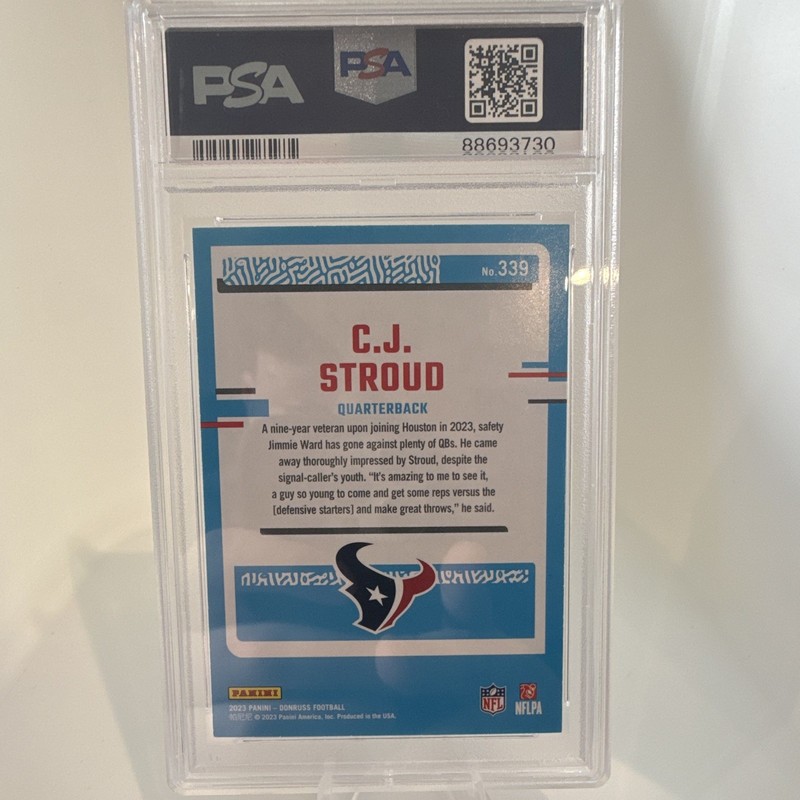 Panini Donruss 2023 C.J. Stroud Rated Rookie #339 Houston Texans PSA 10 view 2