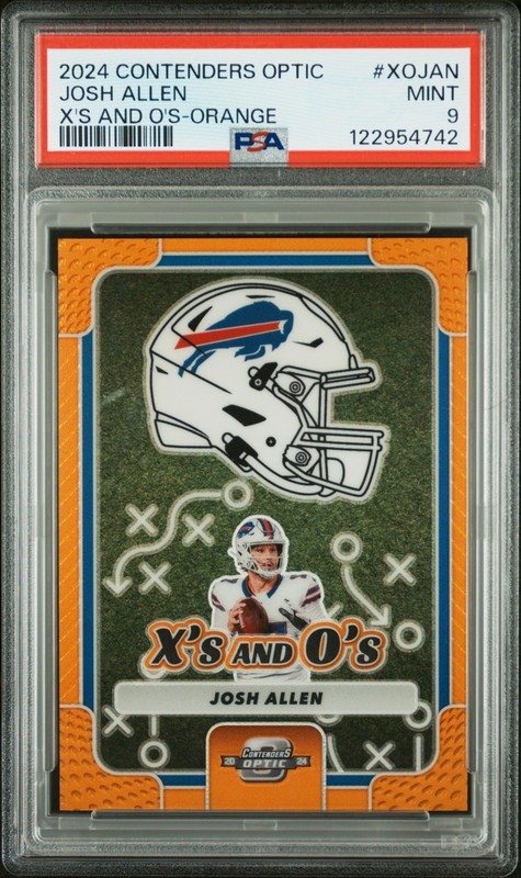 2024 Contenders Optic #XOJAN Josh Allen X'S And O'S Orange /50 PSA 9 Bills