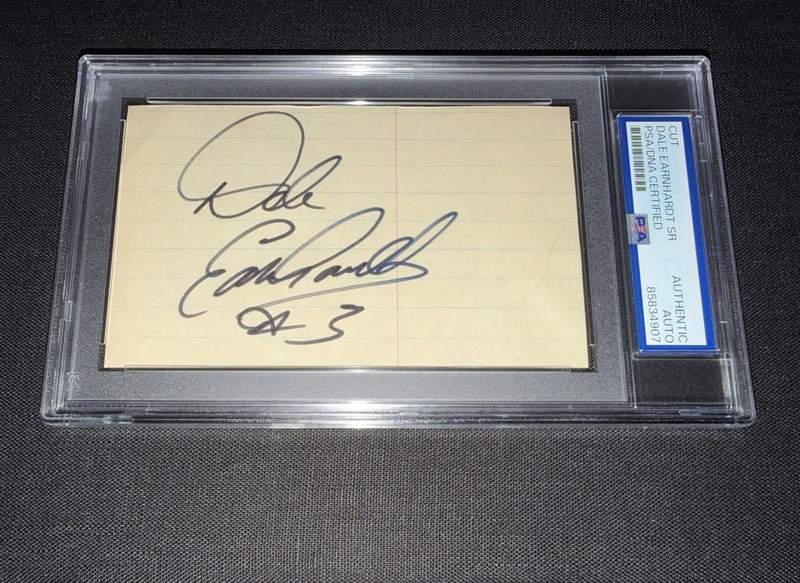 Dale Earnhardt Sr. Signed 3x5 Cut PSA Slabbed Rare #3 Inscription NASCAR Racing