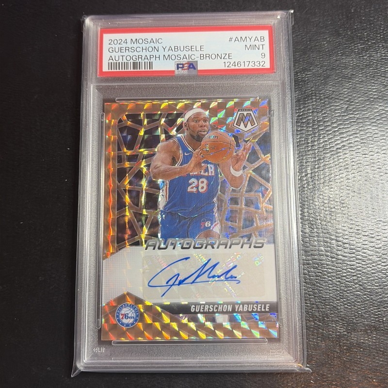 2024-25 Panini Mosaic #AM-YAB Guerschon Yabusele Auto Bronze /75 PSA 9 76ers