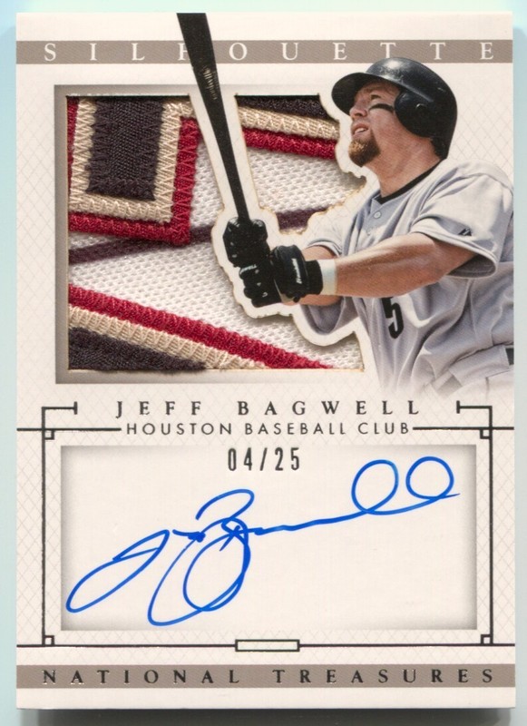 2014 National Treasures Jeff Bagwell Autograph Silhouette Logo Patch Auto #/25