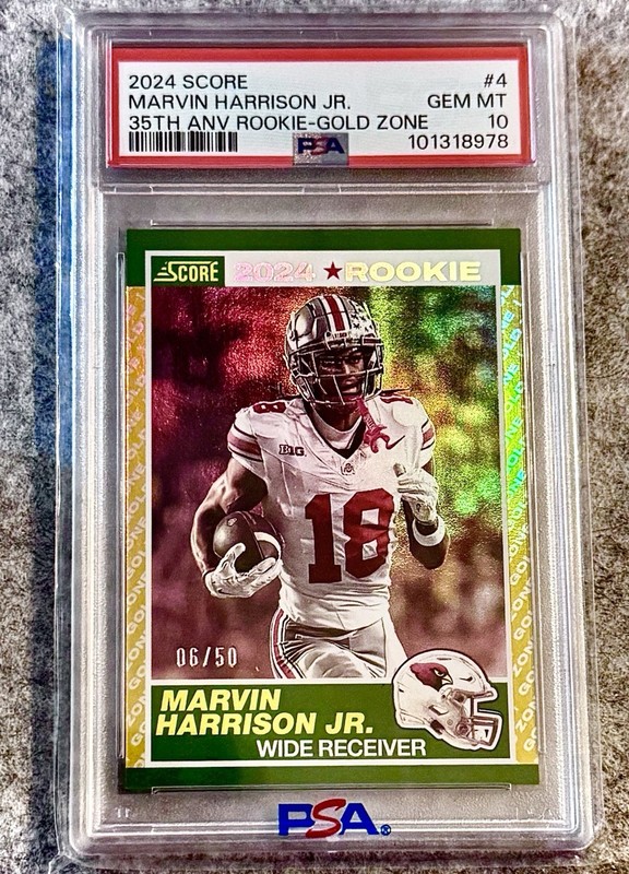 2024 Panini Score 35th Anniversary MARVIN HARRISON JR. RC #4 Gold Zone/50 PSA 10