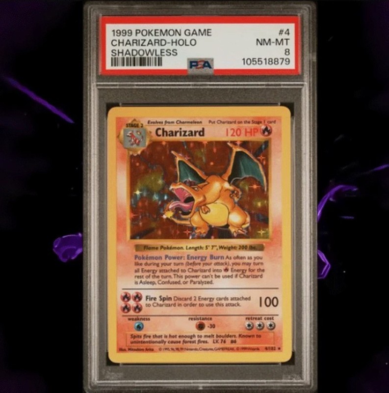 Charizard 4/102 Base Set Holo Pokémon PSA 8-new!