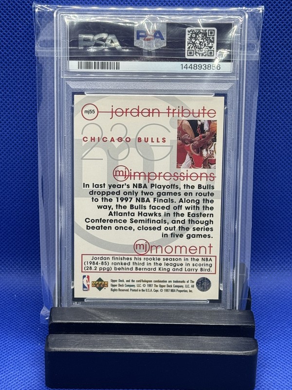 1996 UPPER DECK TRIBUTE BASKETBALL #MJ55 MICHAEL JORDAN PSA 9 view 2