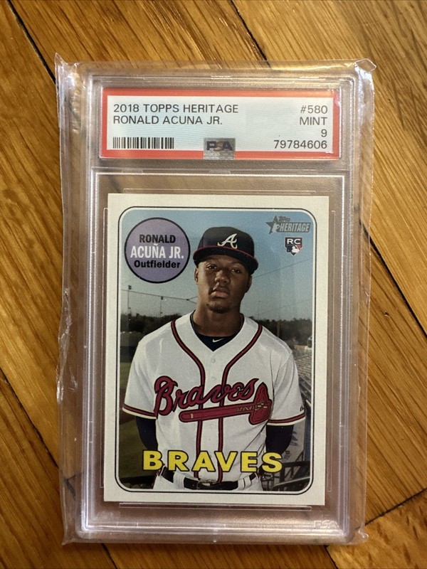 2018 TOPPS HERITAGE RONALD ACUNA JR. PSA 9  #580 ROOKIE RC