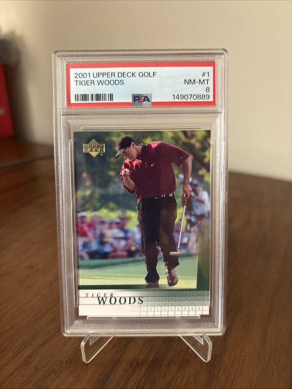 2001 Upper Deck Tiger Woods 1 PSA 8 Fresh Slab view 1