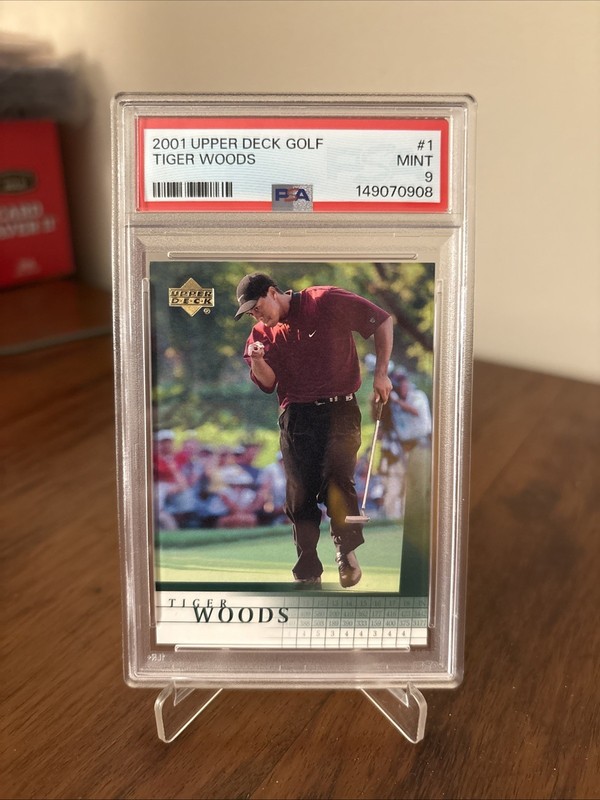 2001 Upper Deck Tiger Woods 1 PSA 9 Fresh Slab view 1