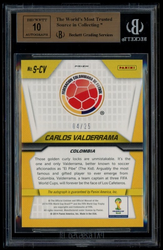 2014 Prizm World Cup Signatures Carlos Valderrama Silver Auto /25 BGS 9.5/10 view 2
