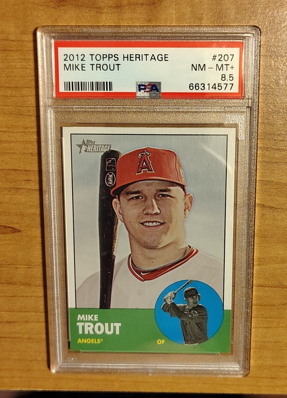 2012 Topps Heritage Mike Trout Rookie RC #207 PSA 8.5 NM-MT Los Angeles Angels view 2
