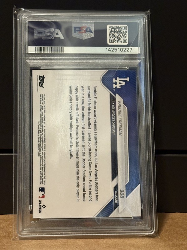 2025 Topps Now FREDDIE FREEMAN 908 World Series Dodgers 18-inning Classic PSA 10 view 2