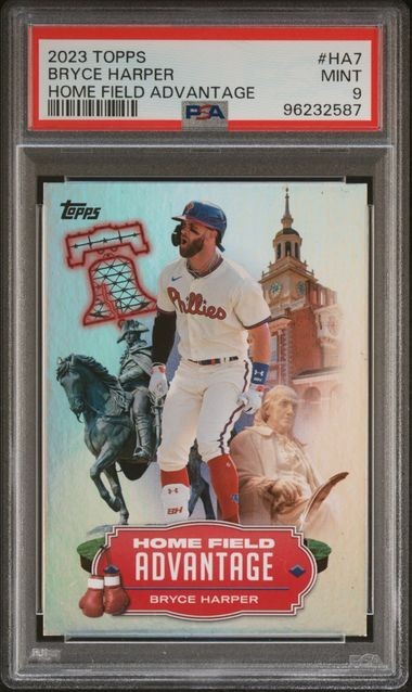 2023 Topps Series 1 Bryce Harper #HA-7 Home Field Advantage PSA 9 view 1