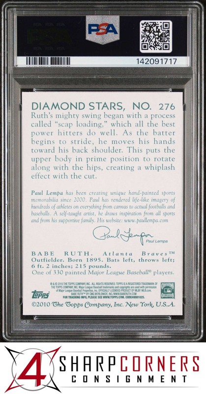 2010 TOPPS NATIONAL CHICLE #276 BABE RUTH HOF POP 2 PSA 9 view 2