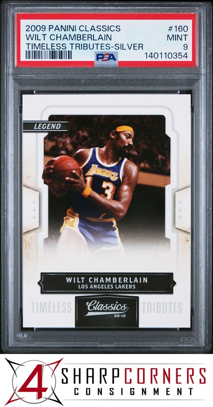 2009 CLASSICS TIMELESS TRIBUTES SILVER #160 WILT CHAMBERLAIN #/100 POP 2 PSA 9