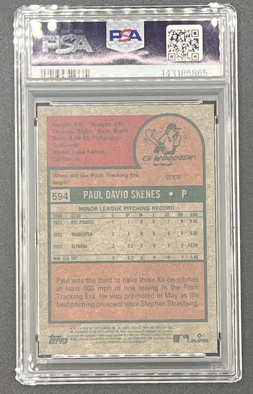 2024 Topps Heritage High Number - Paul Skenes RC Rookie #594 Pirates PSA 9 QTY view 2