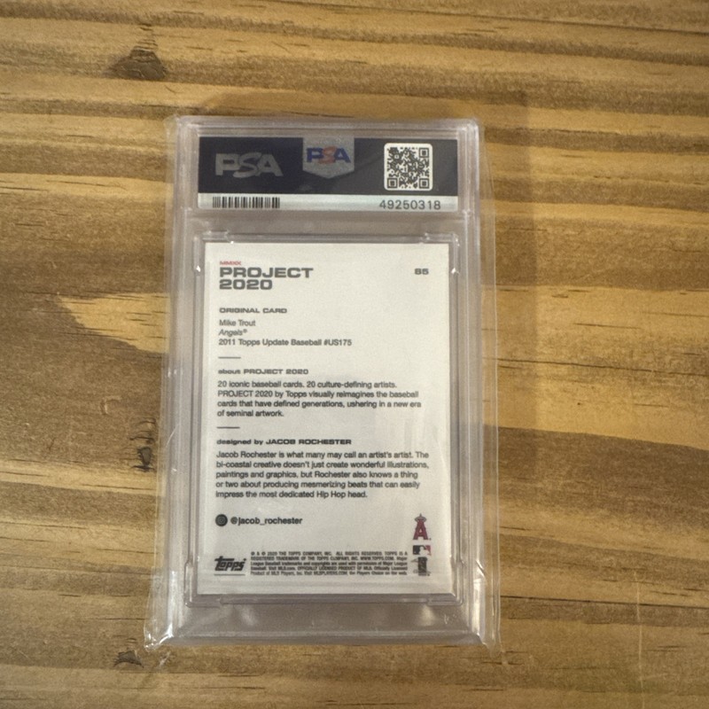 2020 Topps Project 2020 2011 Topps Update Mike Trout #85 Jacob Rochester PSA 10 view 2