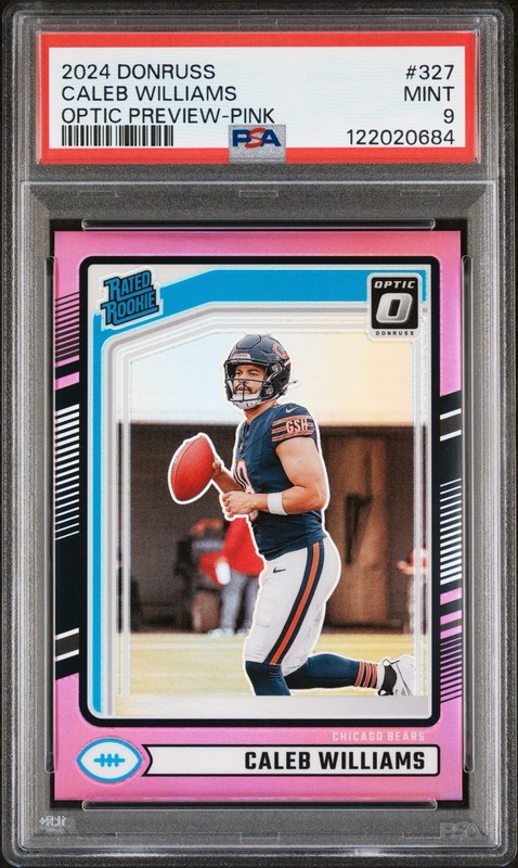 2024 Panini Donruss Caleb Williams OPTIC PREVIEW PINK ROOKIE #327 PSA 9 Bears