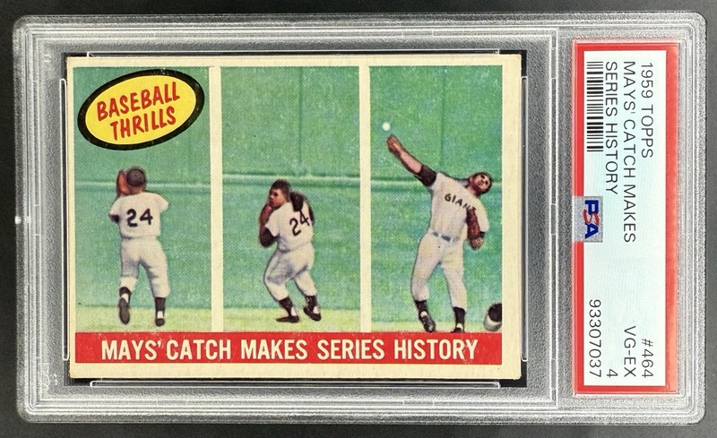 Willie Mays 1959 Topps Mays’ Catch Makes History #464 PSA 4 VG-EX HOF THRILL